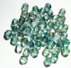 50 6mm Faceted Two Tone Crystal & Green Beads